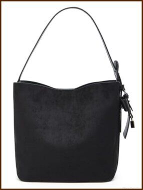 Faux Suede Bucket Bag Adjustable Strap Crossbody Shoulder Handbag